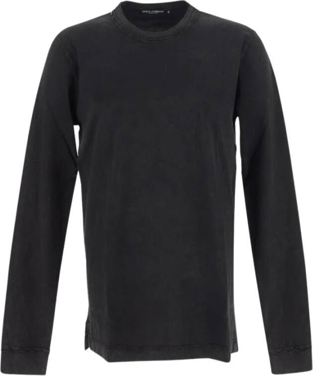 Dolce & Gabbana Lange mouwen T-shirt met rafelige zoom Zwart Heren