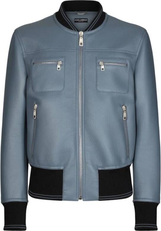 Dolce & Gabbana Leather Jackets Blauw Heren
