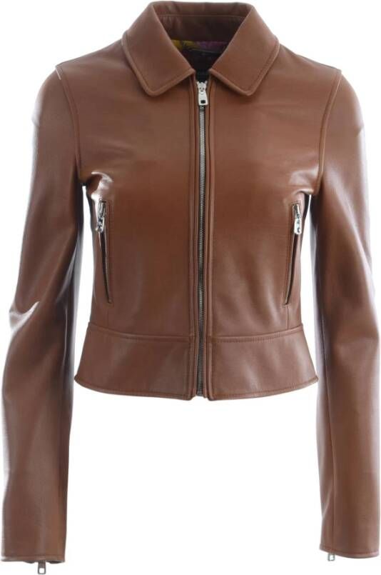 Dolce & Gabbana Leather Jackets Bruin Dames