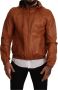 Dolce & Gabbana Bruin Leren Lambskin Hooded Coat Jas Brown Heren - Thumbnail 1