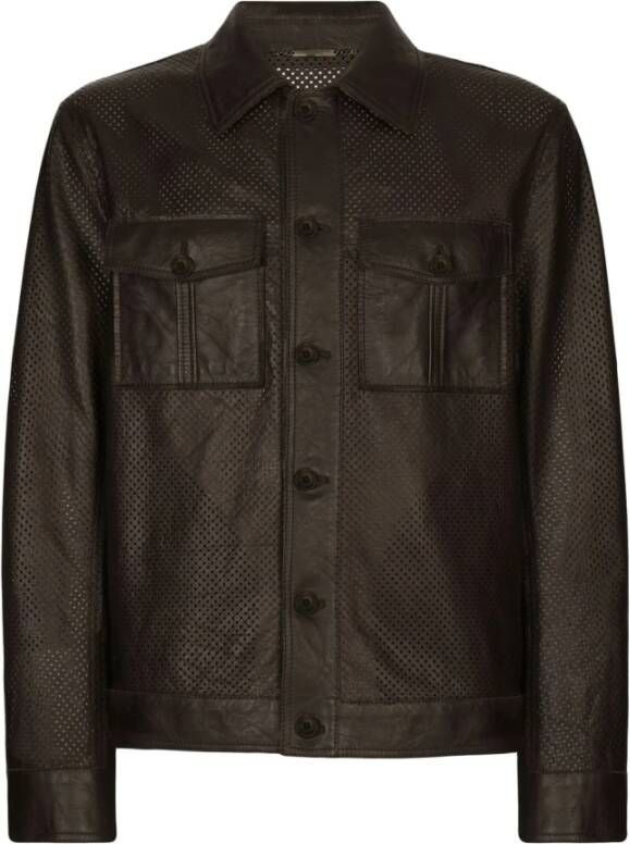 Dolce & Gabbana Leather Jackets Bruin Heren