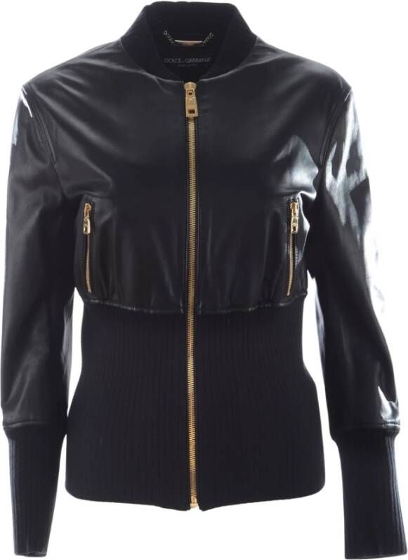Dolce & Gabbana Leather Jackets Zwart Dames
