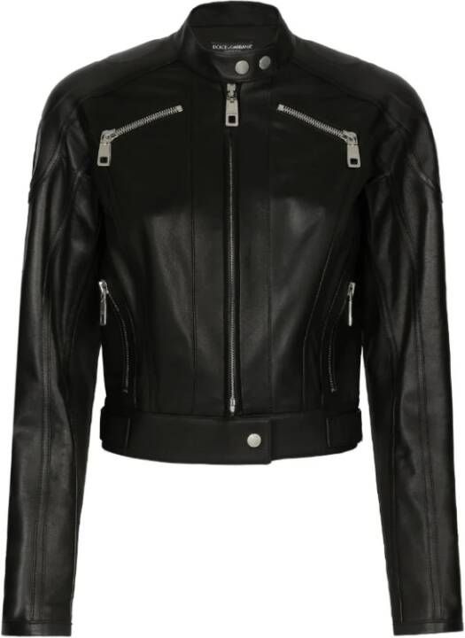 Dolce & Gabbana Leather Jackets Zwart Dames