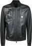 Dolce & Gabbana Zwarte leren jas met metalen logo Black Heren - Thumbnail 1