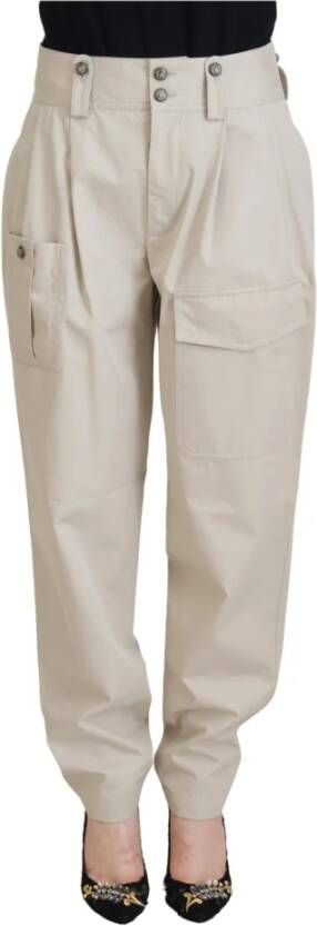 Dolce & Gabbana Leather Trousers Beige Dames
