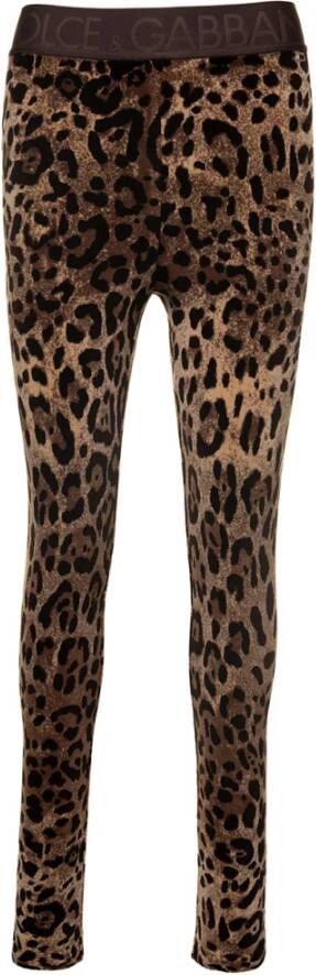 Dolce & Gabbana Animalier Velour Leggings in Bruin Brown Dames