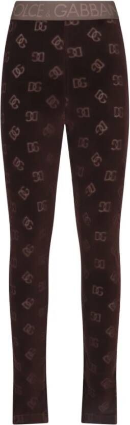 Dolce & Gabbana Bruine katoenen leggings met hoge taille Brown Dames