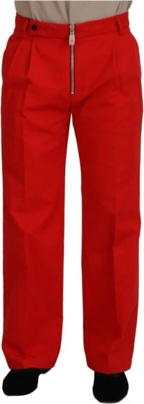 Dolce & Gabbana Rode Katoenen Straight Fit Broek Red Heren