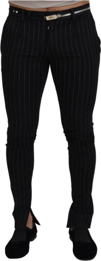 Dolce & Gabbana Luxe zwarte gestreepte formele broek Black Heren