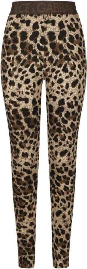 Dolce & Gabbana Luipaardprint Leggings met Hoge Taille Brown Dames