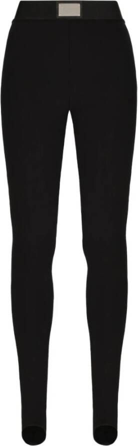 Dolce & Gabbana Logo-Plaque Leggings met Hoge Taille Black Dames