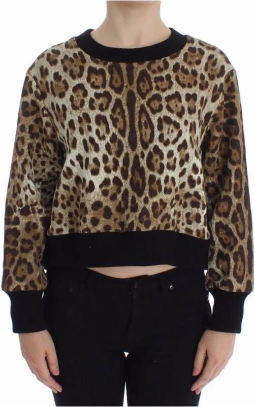 Dolce & Gabbana Leopard Print Crewneck Sweater Bruin Dames