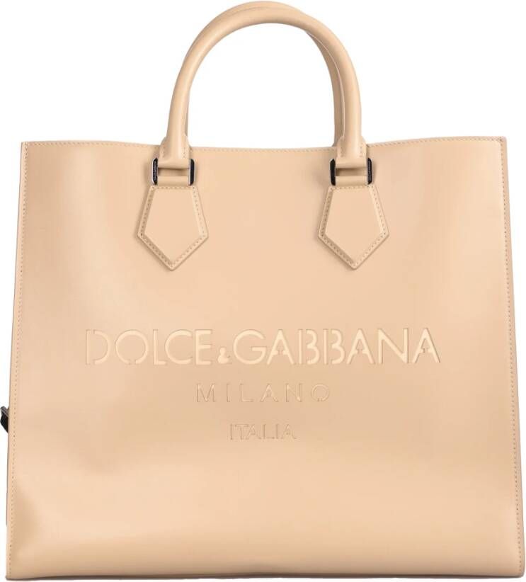 Dolce & Gabbana Leren Handtas Regular Fit Geschikt voor alle klimaten 100% leer Beige Dames