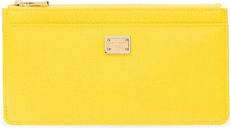 Dolce & Gabbana Leren portemonnee met logo Yellow Dames