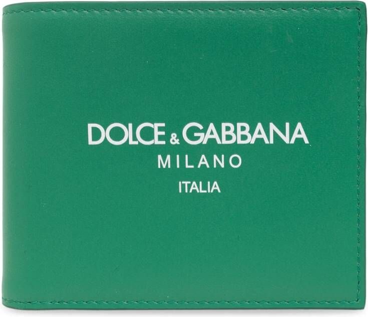 Dolce & Gabbana Leren portemonnee met logo Groen Unisex
