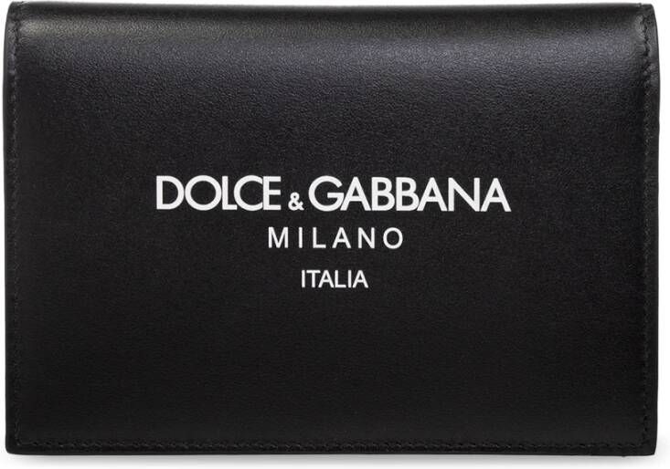 Dolce & Gabbana Leren portemonnee met logo Zwart Heren