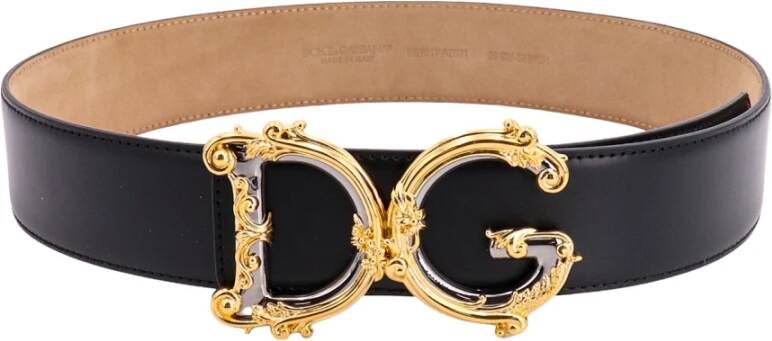 Dolce & Gabbana Leren riem met Barokgesp Zwart Dames