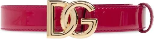 Dolce & Gabbana Leren riem met logo Roze Dames