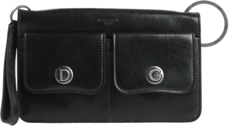 Dolce & Gabbana Leren Schoudertas met Goudkleurige Ketting Zwart Heren