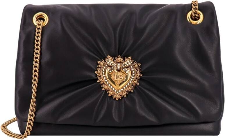 Dolce & Gabbana Leren schoudertas met metalen detail Zwart Dames