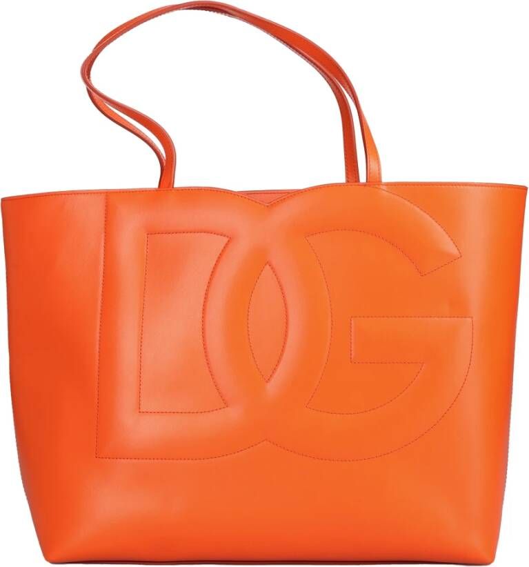 Dolce & Gabbana Leren schoudertas Regular Fit Geschikt voor alle klimaten 100% leer Oranje Dames