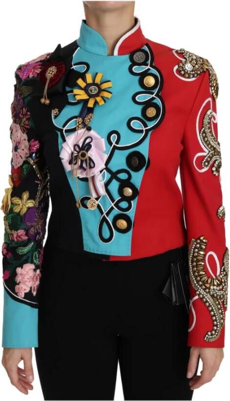 Dolce & Gabbana Kristal bloemen barokke jas Rood Dames