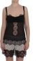 Dolce & Gabbana Zwarte Zijden Bloemenkant Lingerie Top Black Dames - Thumbnail 1