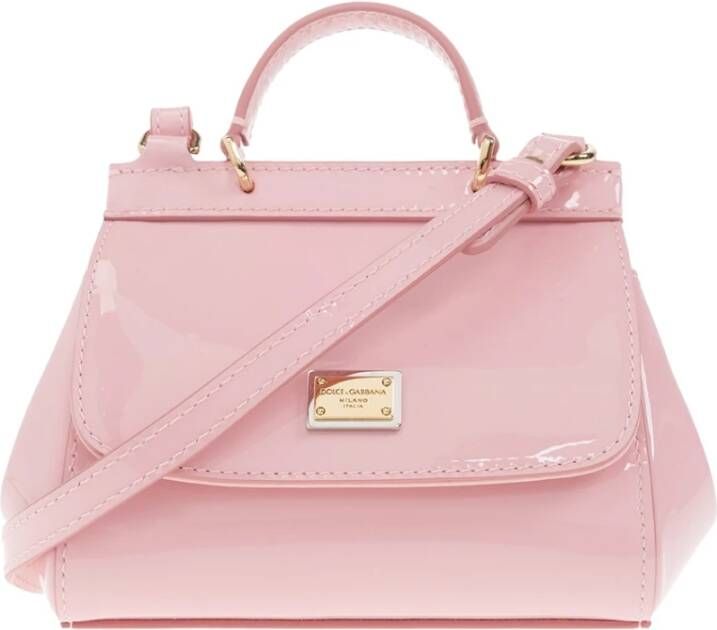 Dolce & Gabbana Logo-Plaque Shoulder Bag Roze Dames