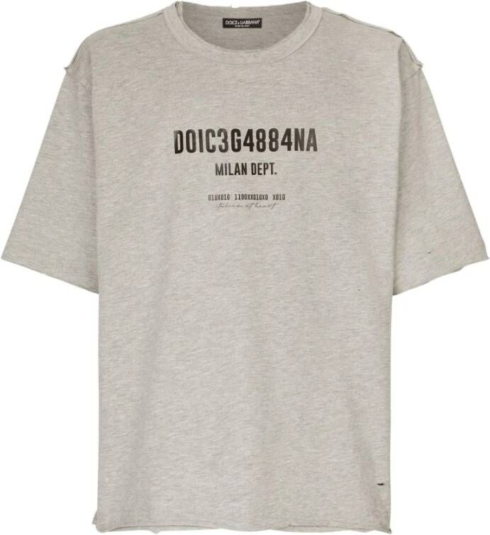 Dolce & Gabbana Logo-Print Katoenen T-Shirt en Polo White Heren