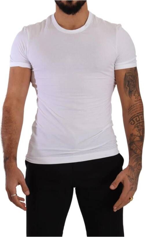 Dolce & Gabbana Logo Ronde Hals T-Shirt Wit Gemaakt in Italië White Heren