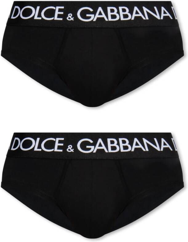 Dolce & Gabbana Logo slips 2-pack Zwart Heren