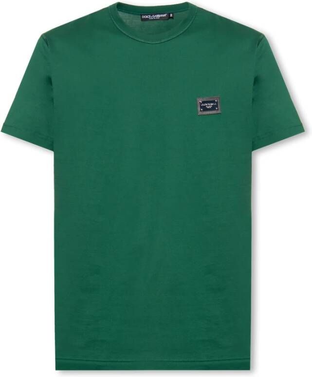 Dolce & Gabbana Heren Merklabel T-Shirt Groen Green Heren