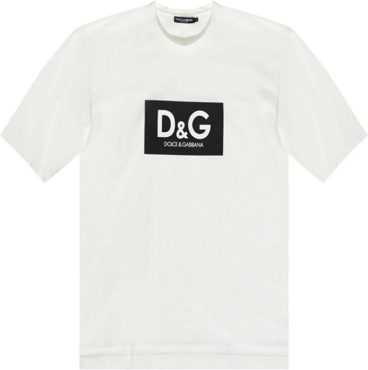 Dolce & Gabbana Katoenen t-shirt met DG-print Wit Heren