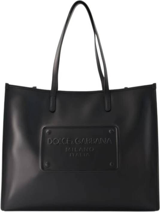 Dolce & Gabbana Zwarte Leren Tassen met Dubbele Handvatten Black Heren