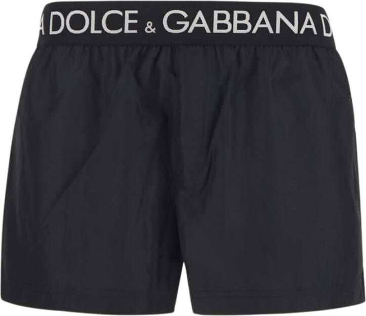 Dolce & Gabbana Logo Waistband Swim Short Zwart Heren
