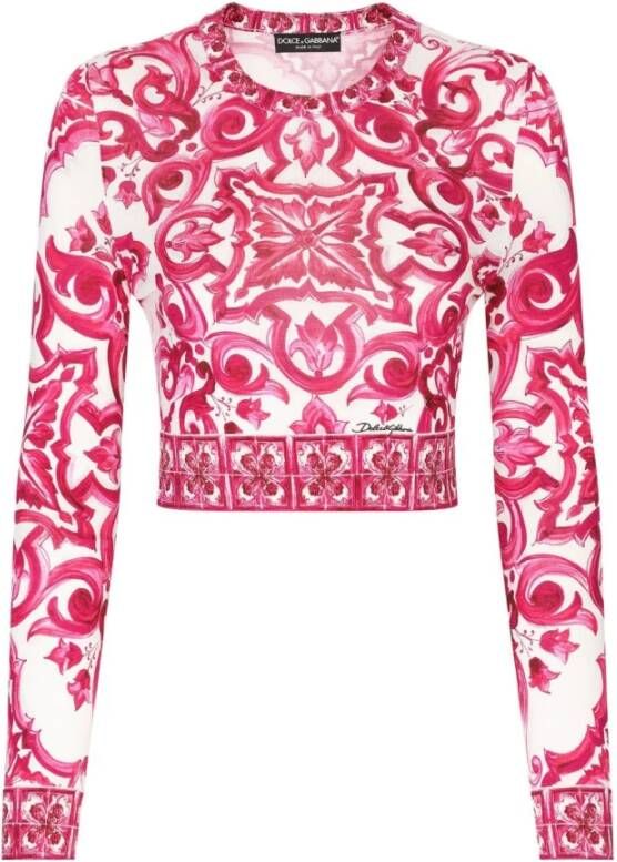 Dolce & Gabbana Lange Mouw Tops Klassieke Collectie Pink Dames