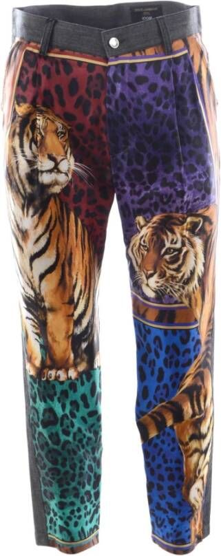 Dolce & Gabbana Losse Tigers Denim Broek voor Heren Grijs Heren