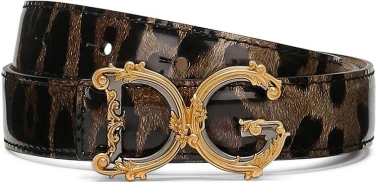 Dolce & Gabbana Luipaardprint leren riem met logogesp Bruin Dames