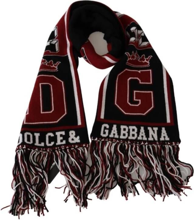 Dolce & Gabbana Luxe Cashmere Sjaal met Franjes en Logo Details Meerkleurig Heren