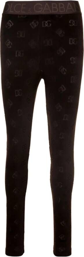 Dolce & Gabbana Bruine katoenen leggings met hoge taille Brown Dames
