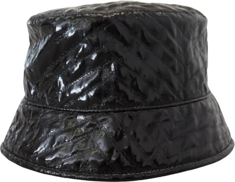 Dolce & Gabbana Zwarte Gewatteerde Imitatieleer Bucket Cap Hoed Black Unisex
