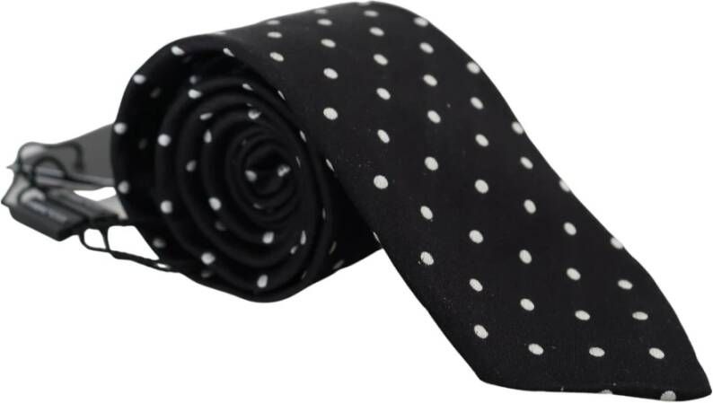 Dolce & Gabbana Zwarte polkadot klassieke heren zijden stropdas Black Heren