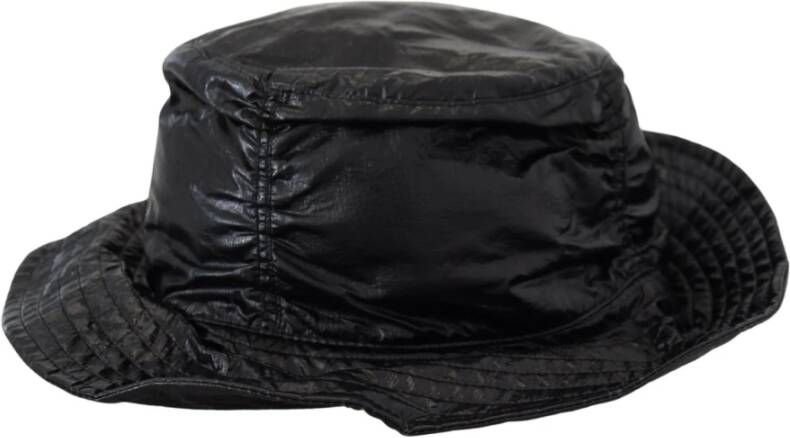 Dolce & Gabbana Zwarte Gewatteerde Imitatieleer Bucket Cap Hoed Black Dames