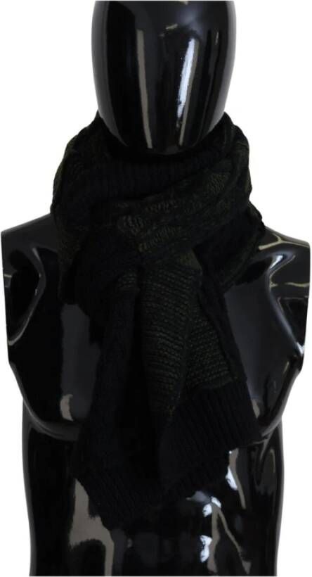 Dolce & Gabbana Wollen Sjaal Zwart Groen 220cm x 35cm Black