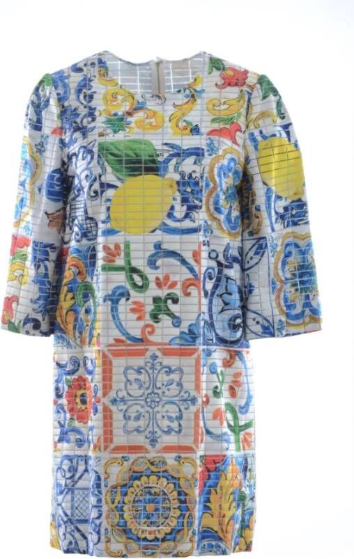 Dolce & Gabbana Majolica Halflange Jurk voor Vrouwen White Dames