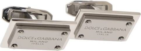 Dolce & Gabbana Manchetknopen met gegraveerd logo Grijs Heren