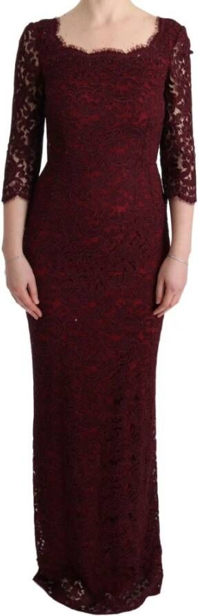 Dolce & Gabbana Bloemen Ricamo Sheath Jurk Red Dames