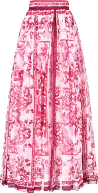 Dolce & Gabbana Roze Zijden Maxi Rok voor Vrouwen Pink Dames