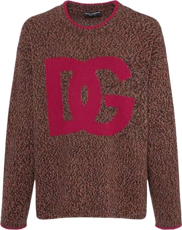 Dolce & Gabbana Mélange Wolmix Crewneck Sweater Bruin Heren