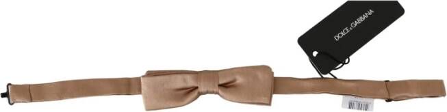 Dolce & Gabbana Beige 100% Silk Adjustable Neck Papillon Bow Tie Beige Unisex